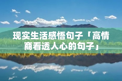 现实生活感悟句子「高情商看透人心的句子」