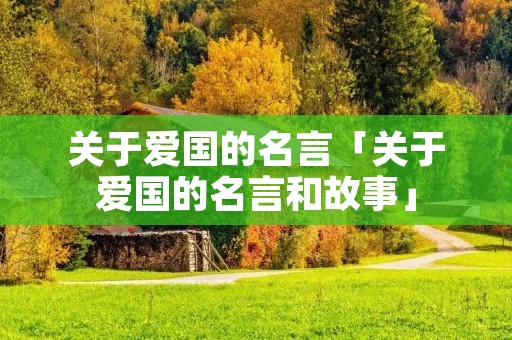 关于爱国的名言「关于爱国的名言和故事」