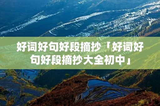 好词好句好段摘抄「好词好句好段摘抄大全初中」
