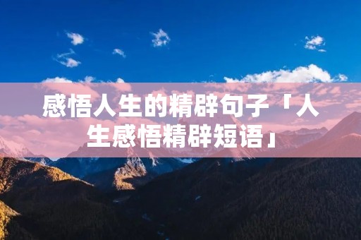 感悟人生的精辟句子「人生感悟精辟短语」
