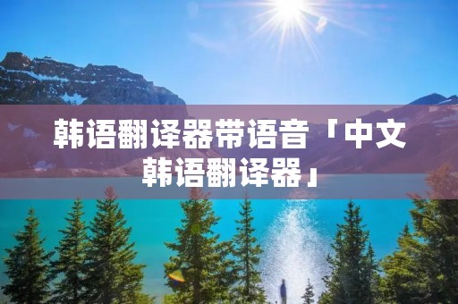 韩语翻译器带语音「中文韩语翻译器」 韩语翻译器带语音「中文韩语翻译器」