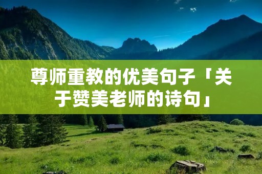 尊师重教的优美句子「关于赞美老师的诗句」