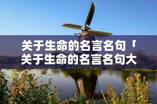 关于生命的名言名句「关于生命的名言名句大全」