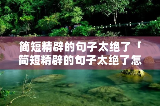 简短精辟的句子太绝了「简短精辟的句子太绝了怎么说」