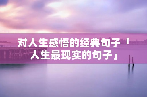 对人生感悟的经典句子「人生最现实的句子」