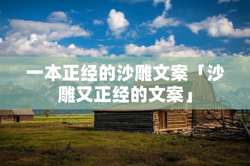 一本正经的沙雕文案「沙雕又正经的文案」