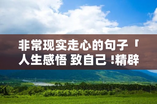 非常现实走心的句子「人生感悟 致自己 !精辟」