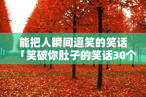 能把人瞬间逗笑的笑话「笑破你肚子的笑话30个」