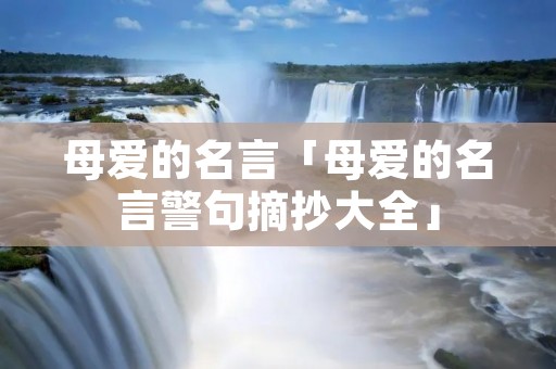 母爱的名言「母爱的名言警句摘抄大全」
