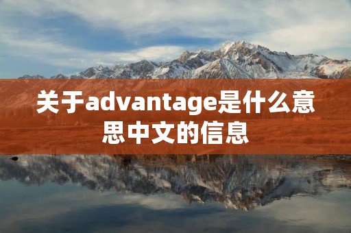 关于advantage是什么意思中文的信息