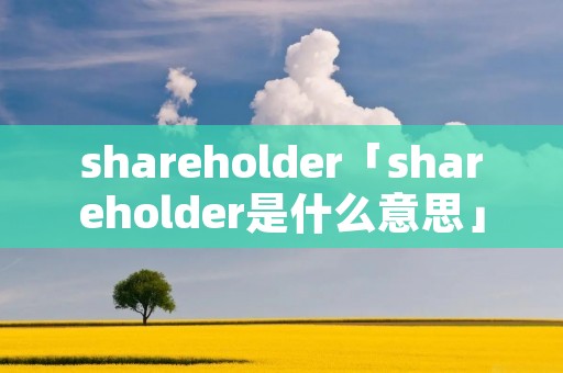 shareholder「shareholder是什么意思」