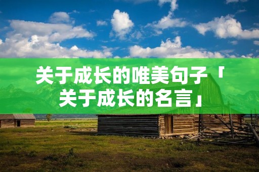 关于成长的唯美句子「关于成长的名言」