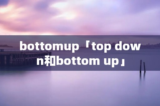 bottomup「top down和bottom up」 bottomup「top down和bottom up」