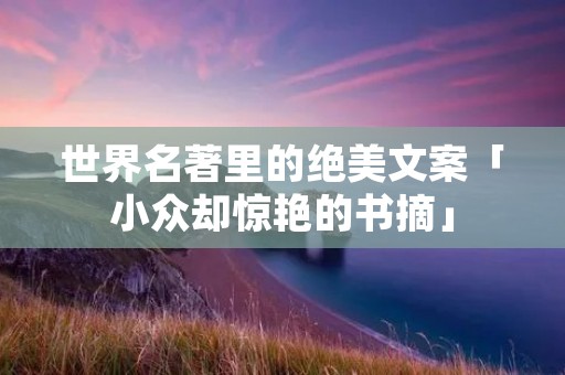世界名著里的绝美文案「小众却惊艳的书摘」