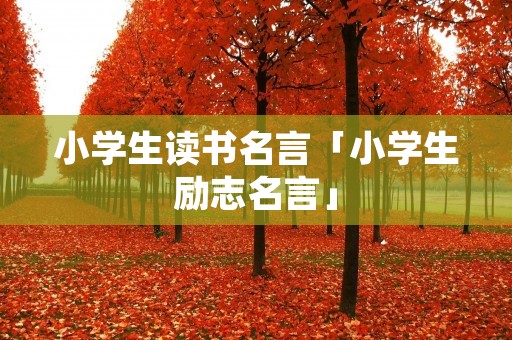 小学生读书名言「小学生励志名言」