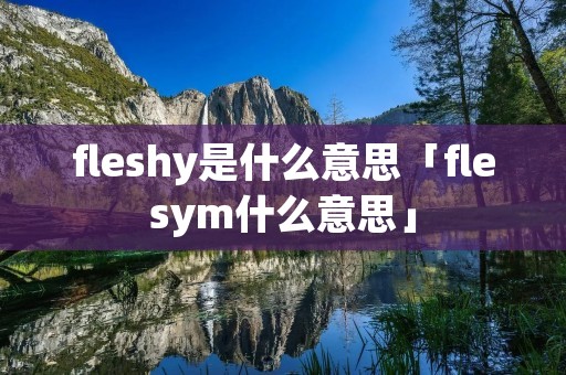 fleshy是什么意思「flesym什么意思」