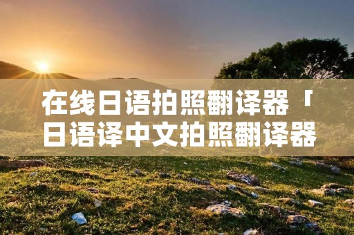 在线日语拍照翻译器「日语译中文拍照翻译器」