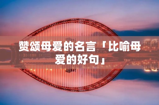 赞颂母爱的名言「比喻母爱的好句」