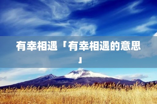 有幸相遇「有幸相遇的意思」