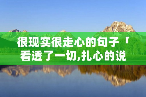 很现实很走心的句子「看透了一切,扎心的说说」