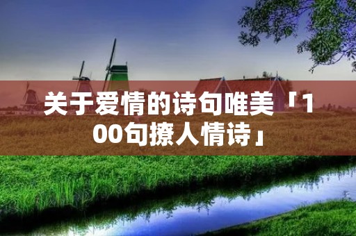 关于爱情的诗句唯美「100句撩人情诗」