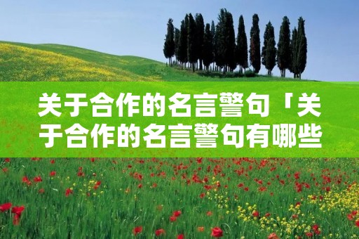 关于合作的名言警句「关于合作的名言警句有哪些?」 关于合作的名言警句「关于合作的名言警句有哪些?」