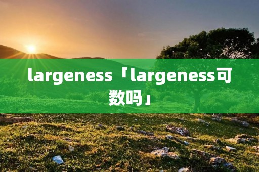 largeness「largeness可数吗」