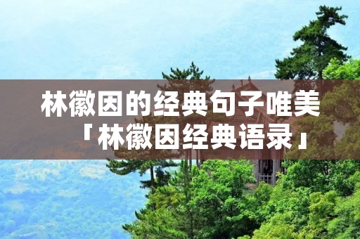 林徽因的经典句子唯美「林徽因经典语录」