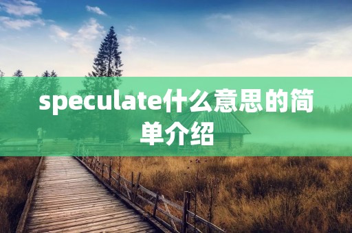 speculate什么意思的简单介绍