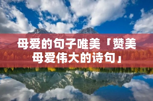 母爱的句子唯美「赞美母爱伟大的诗句」