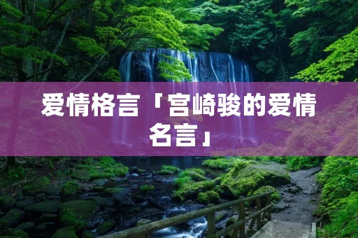 爱情格言「宫崎骏的爱情名言」