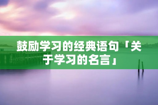 鼓励学习的经典语句「关于学习的名言」