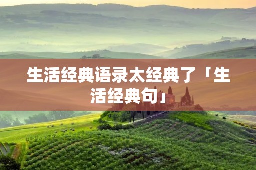 生活经典语录太经典了「生活经典句」