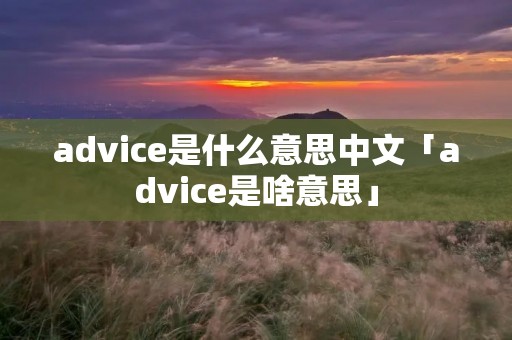advice是什么意思中文「advice是啥意思」 advice是什么意思中文「advice是啥意思」