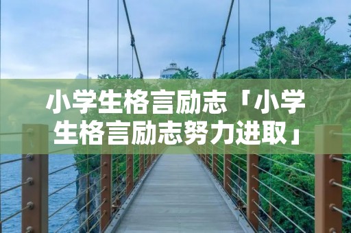 小学生格言励志「小学生格言励志努力进取」