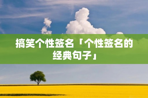 搞笑个性签名「个性签名的经典句子」
