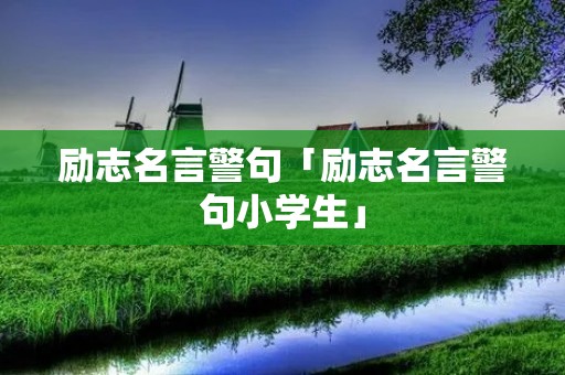 励志名言警句「励志名言警句小学生」