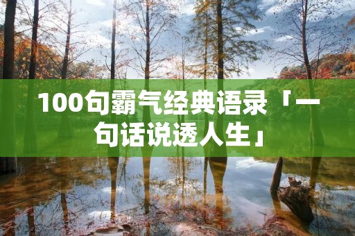 100句霸气经典语录「一句话说透人生」