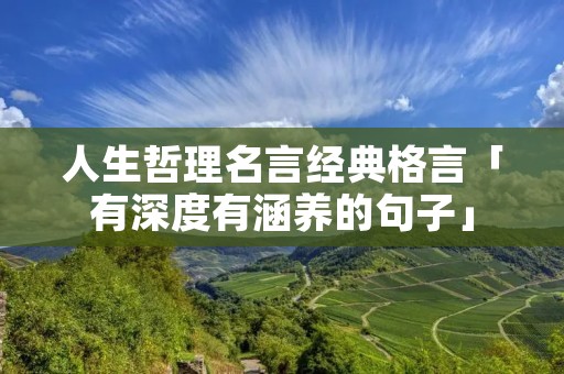 人生哲理名言经典格言「有深度有涵养的句子」