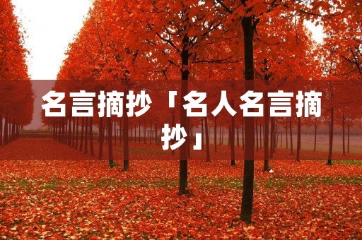 名言摘抄「名人名言摘抄」