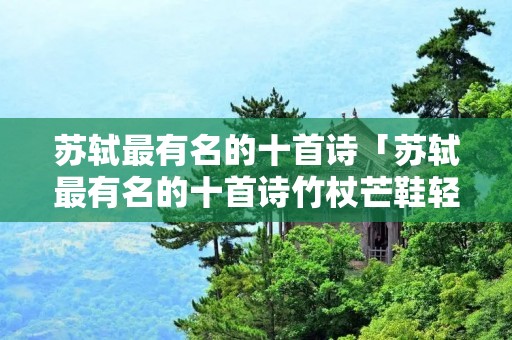 苏轼最有名的十首诗「苏轼最有名的十首诗竹杖芒鞋轻胜马」