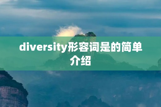 diversity形容词是的简单介绍