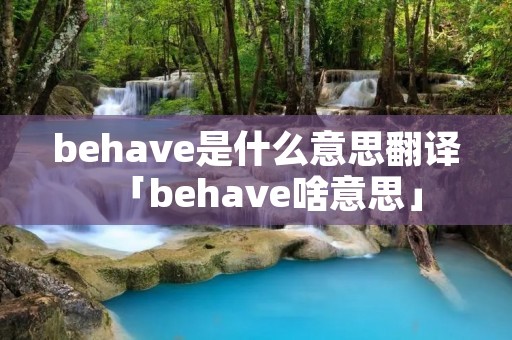 behave是什么意思翻译「behave啥意思」