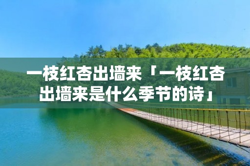 一枝红杏出墙来「一枝红杏出墙来是什么季节的诗」
