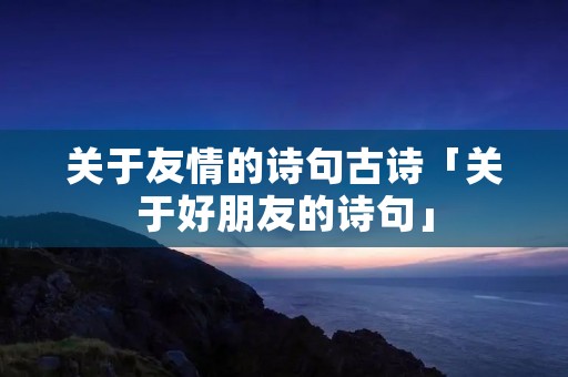 关于友情的诗句古诗「关于好朋友的诗句」