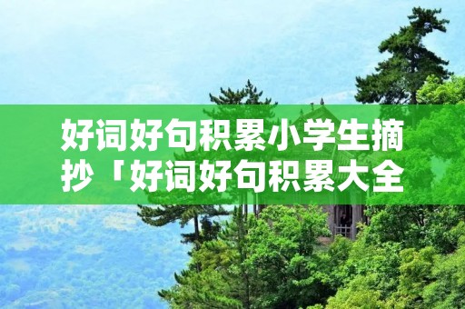好词好句积累小学生摘抄「好词好句积累大全」