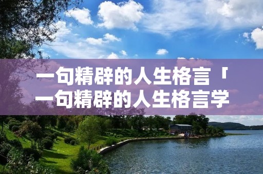 一句精辟的人生格言「一句精辟的人生格言学生」