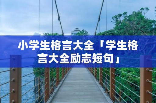 小学生格言大全「学生格言大全励志短句」
