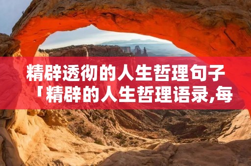 精辟透彻的人生哲理句子「精辟的人生哲理语录,每日一读,豁达一生!」