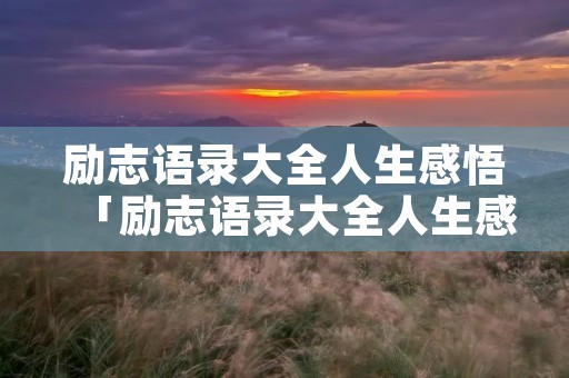 励志语录大全人生感悟「励志语录大全人生感悟长句」